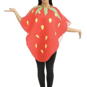 P'TIT CLOWN - 23924 - Costume Fraise Adulte - Unisexe - Déguisement Fruit et Légume - Pour Carnaval, Halloween, Cosplay, Fêtes Costumées et Évènements à Thème - Polyester - Taille Unique - Rouge