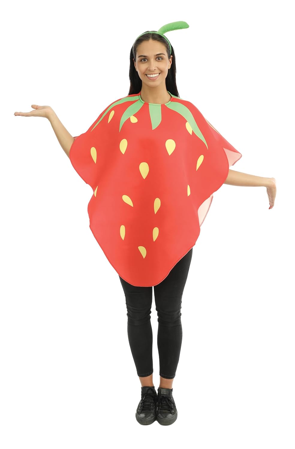 P'TIT CLOWN - 23924 - Costume Fraise Adulte - Unisexe - Déguisement Fruit et Légume - Pour Carnaval, Halloween, Cosplay, Fêtes Costumées et Évènements à Thème - Polyester - Taille Unique - Rouge