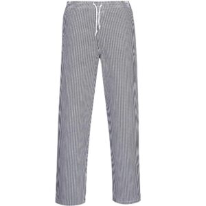 PORTWEST pantalon de cuisine coton élastiqué - - XL -Bleu (Pied de poule)