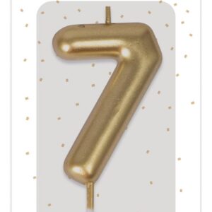 P'TIT CLOWN - Bougie Anniversaire Numérotée - Parfaite pour Décoration Gâteau - Fête Enfant, Adulte, Birthday Party (Or, 7)