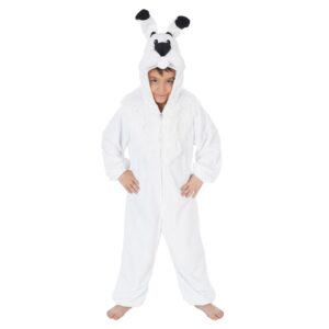Chaks - Costume Idéfix pour enfants, chien, combinaison officielle Astérix et Obélix avec capuche pour carnaval et Comic Con, 152, Blanc