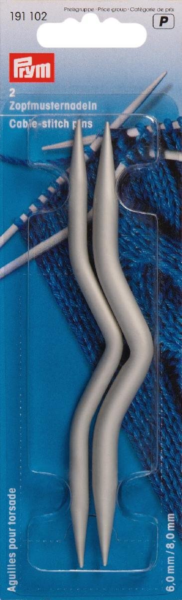 Prym Craft Accessories, Grey, ca. 14 cm Ø 6 und 8 mm, perlgrau, 2 Stück