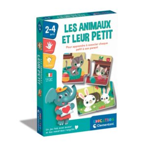 Clementoni | Les Animaux et Leur Petit pour Enfants 2–4 Ans | Jeu Éducatif d'Association avec 16 Mini-Puzzles Autocorrectifs | Développement Langage et Motricité Fine | Format Compact