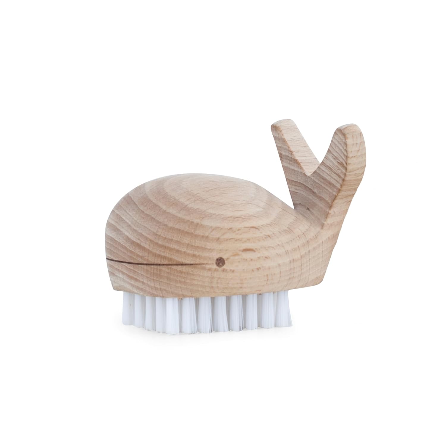 Kikkerland Brosse à ongles en forme de baleine en bois, rivetée et pratique, amusante pour les enfants, 1 pièce (1 pièce)