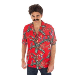 Chaks C4397L, Chemise Magnum à Fleurs Adulte Rouge, Taille L