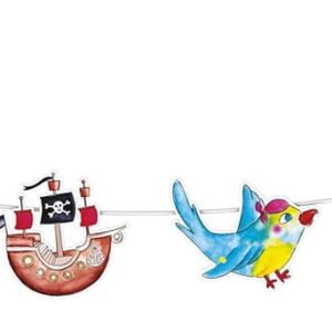 CAM ET Leon - Accessoires Décoration d’Anniversaire Enfant - Thème Pirates - Assiettes, Gobelets, Serviettes, Confettis, Sachets, Cartes d’Invitation (Guirlande - 3,6 m)