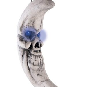 P'tit Clown - 22264 - Demi-Lune à Suspendre - Lumineux - 40 cm - en Plastique - Décoration Halloween Effrayante - pour Créer Une Ambiance Sinistre et Terrifiante en Maison Hantée - Piles Incluses