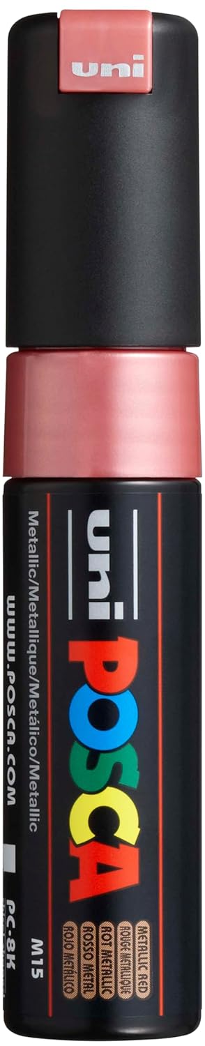 UNI-BALL Marqueur Pte large biseautée POSCA PC8K 8mm Rouge Métal