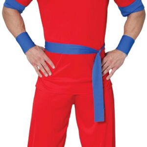 FIESTAS GUIRCA | Costume Fighter Adulte (52-54/L) - T-shirt, Ceinture, Couvre-bottes, Poignets et Pantalon - Costumes de Ninjas et Jeux Vidéo pour Halloween, Carnaval et Fêtes Déguisées