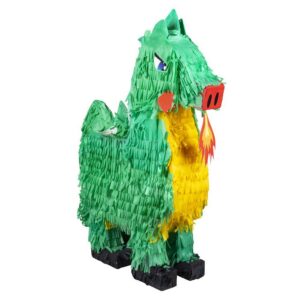 Boland 30947 – Pinata dragon, taille 49 x 47 cm, carton, pinata à frapper pour anniversaire, fête à thème, célébration, anniversaire d'enfant, décoration, bonbons, cadeaux Vert Taille unique