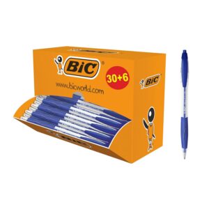 BIC Atlantis Classic Stylos-Bille Rétractables Pointe Moyenne (1,0 mm) - Bleu, Boîte de 30+6