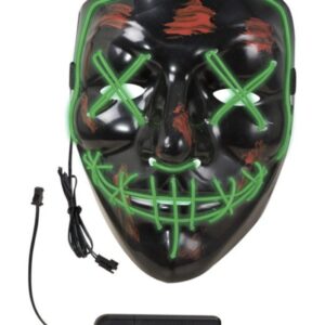 P'tit Clown - 44202 - Masque LED Visage Sanglant - Accessoire Déguisement Adulte - Lumineux - 3 Modes d'éclairage - Pour Halloween, Carnaval, Cosplay, DJ - Fonctionne avec 2 Piles AA (Non Incluses)