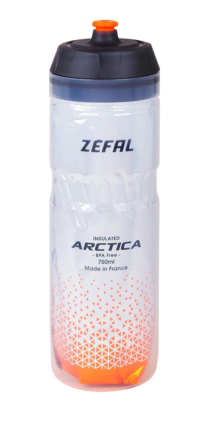 ZEFAL Arctica - Bidon Vélo 750 ML - Gourde Vélo Isotherme - Inodore et Etanche - Bidon Sport sans BPA - Orange