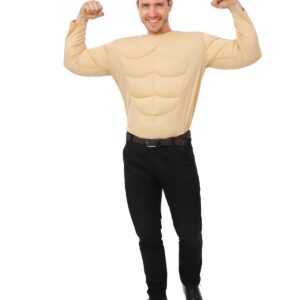 P’TIT CLOWN - 24490 - Costume Monsieur Muscles - Déguisement Humoristique Bodybuilder pour Adulte - Parfait pour Carnaval, Fêtes Costumées et Évènements à Thème - Taille Unique