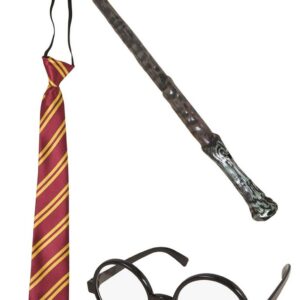 P'tit Clown - 50533 - Set Accessoires Déguisement Sorcier - Wizard Dresse Up Kit - Cravate, Lunettes, Baguette Magique - pour Carnaval, Fête à Thème, Halloween, Nouvel an, EVG, EVJF, Soirée Costumée