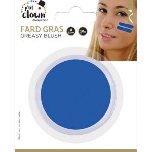 P'TIT CLOWN - 91016 - Fard Gras Bleu - 10 g - Ø 6,5 cm - Pallete de Maquillage Déguisement Adulte - Make-up - Peinture Visage - Lavable - Non Toxique - Carnaval, Halloween, Anniversaire, Cosplay
