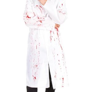 P'TIT CLOWN - Blouse Sanglante Adulte - Déguisement Halloween Effrayant - Costume de Chirurgien, Scientifique Fou - Parfait pour Fêtes Costumées et Évènements à Thème - Blanc