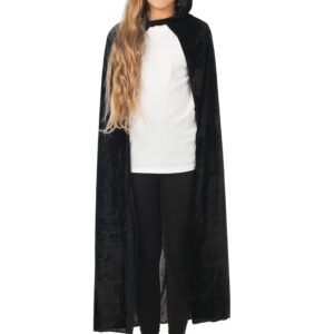 P'TIT CLOWN Cape Enfant effet Velours avec Capuche - 110 cm - Fille - Parfait pour Déguisement d'Halloween, Carnaval, Fêtes Costumées et Évènements à Thème - Vampiresse - Vampire - Dracula - Sorcière