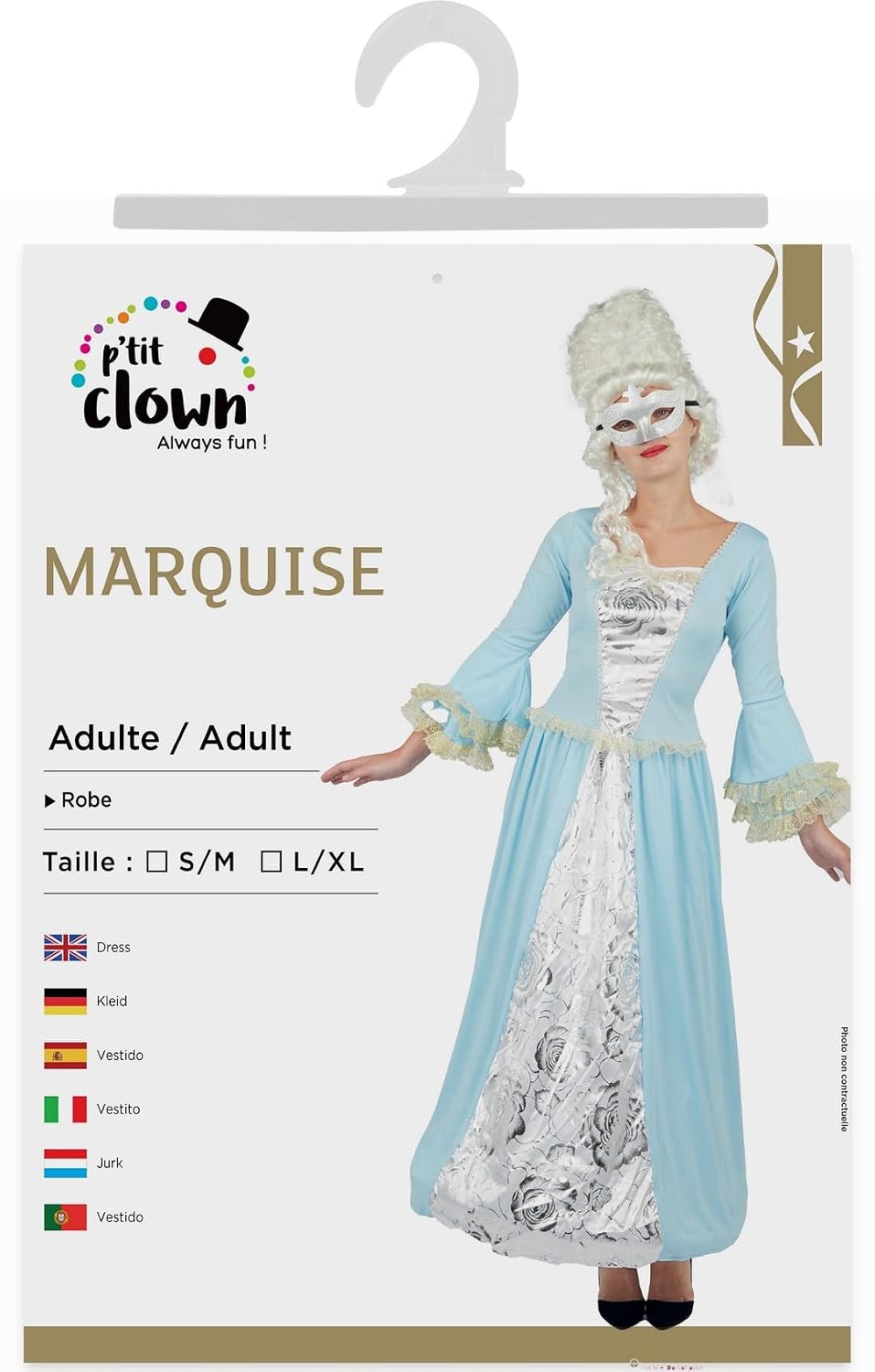 P'TIT CLOWN — Costume Marquise Femme Bleu – Image 4