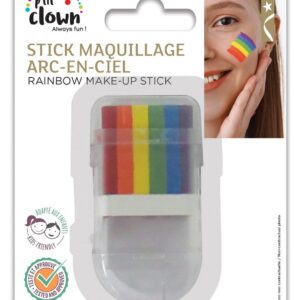 P'TIT CLOWN - 63002 - Stick Maquillage Arc-en-Ciel - Fard Coloré Visage - Rainbow Make-up - Accessoire Pride, Fête, Carnaval, Enfants et Adultes - Facile à Utiliser