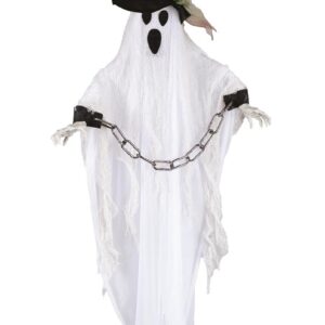 P'tit Clown - Fantôme Lumineux à Suspendre - Décoration Halloween Effrayante et Amusante pour Créer Une Ambiance Mystérieuse et Captivante (Petit fantôme enchaîné à Suspendre, 80 cm)