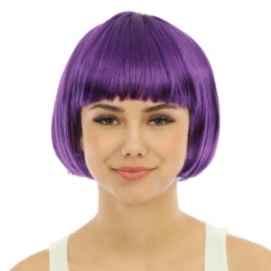 P'TIT CLOWN - 60594 - Perruque Cabaret - Bob Wig - Accessoire de Déguisement - Parfait pour Carnaval, Fêtes à Thèmes, Soirées Costumées, Manga, Cosplay, Halloween - Cheveux Synthétiques - Violet