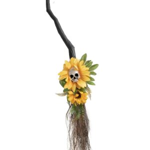 P'TIT CLOWN- Balai Fleuri À Suspendre - 95 CM - Décoration spécial Halloween - Thème(s) : Forêt ensorcelée