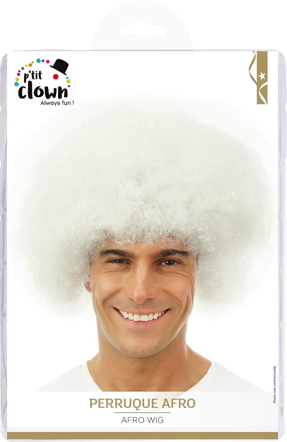 P'TIT CLOWN — Perruque Afro Blanche Disco Années 70 – Image 4