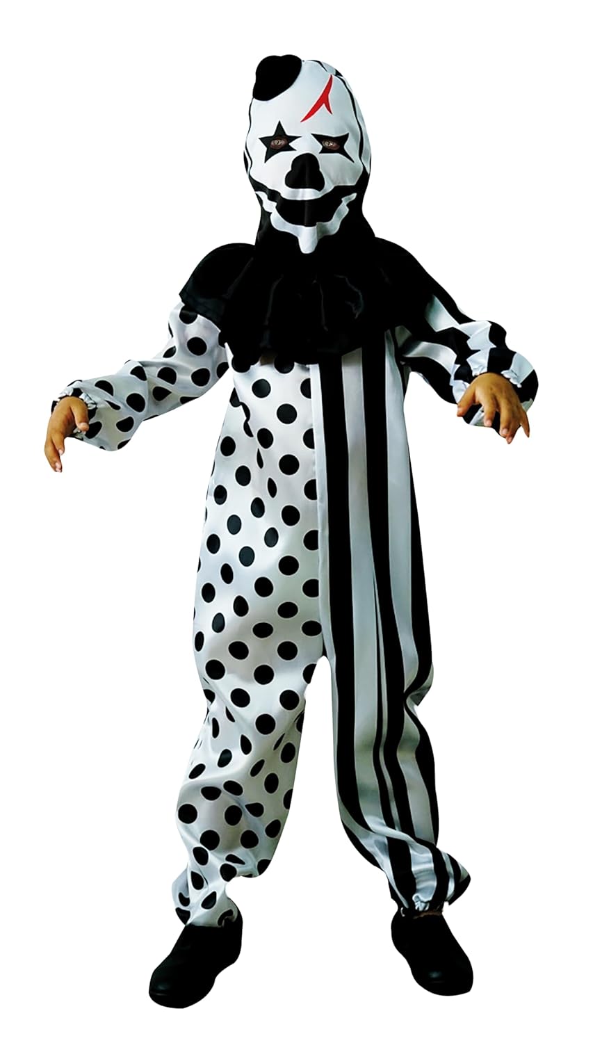 P'TIT CLOWN - Costume Arlequin Horreur - Déguisement Halloween Enfant - Cosplay, Fêtes Costumées et Évènements à Thème (7-9 ans)