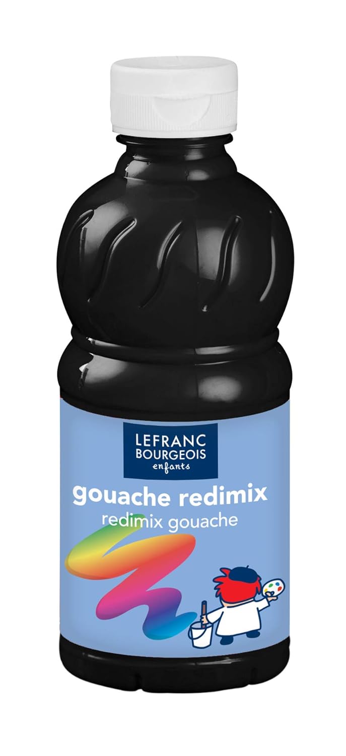 Lefranc Bourgeois - Gouache liquide Redimix pour enfants - Bouteille 250ml - Noir