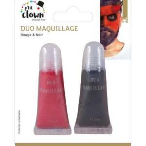 P'TIT CLOWN - 14501 - Maquillage de Déguisement - Fard Gras - Noir et Blanc - Make-up - Adulte - Peinture Visage - Lavable - Non Toxique - Halloween, Carnaval, Anniversaire, Cosplay, Kermesse, Festif