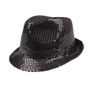 Boland - Chapeau à paillettes, unisexe, tenue disco, accessoire, carnaval, costume, fête déguisée, fête à thème, Noir