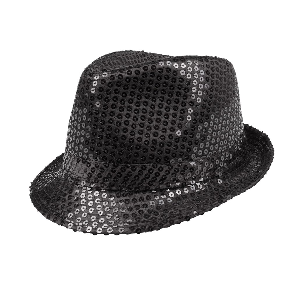 Boland - Chapeau à paillettes, unisexe, tenue disco, accessoire, carnaval, costume, fête déguisée, fête à thème, Noir