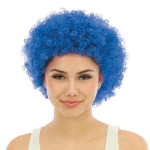 P'TIT CLOWN - 68006 - Perruque Courte Frisée - Short Curly Wig - Accessoire de Déguisement - Carnaval, Cirque, Fête à Thème, Soirée Costumée, Manga, Halloween - Cheveux Synthétiques - Unisexe - Bleu