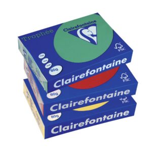 Alternative view of Clairefontaine - Réf. 1877C – 2500 feuilles de papier couleur au format A4 - Trophée 80 g/m² – Carton contenant 5 ramettes de 500 feuilles – Couleur jaune soleil