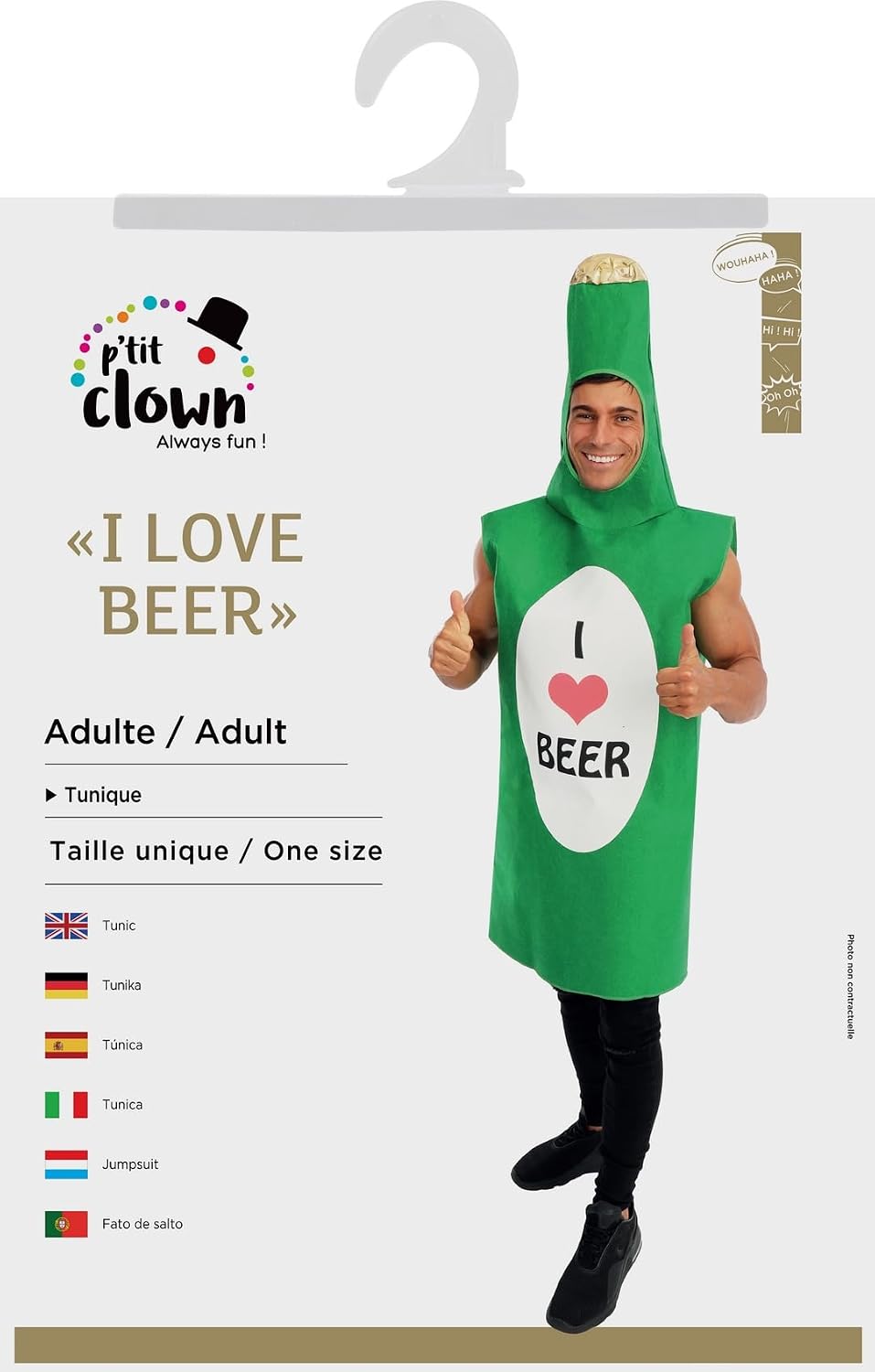 P'TIT CLOWN — Déguisement Adulte Bouteille Taille Unique – Image 4