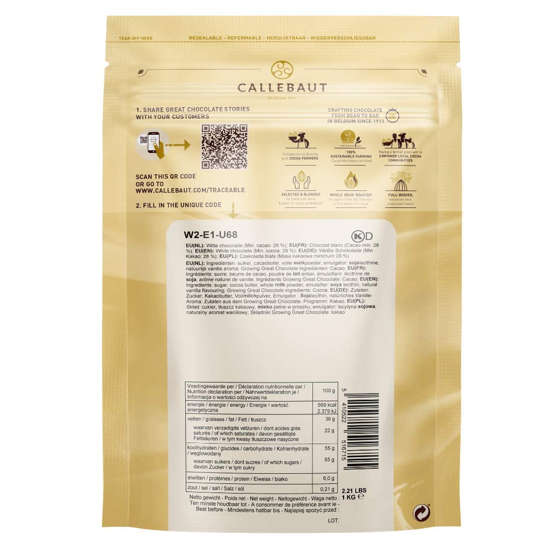 CALLEBAUT — Pépites de chocolat blanc 1kg – Image 2