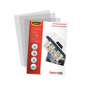Fellowes 5328502 Film de plastification Capture 125 microns Mat A4, 100 Pièces, Transparent