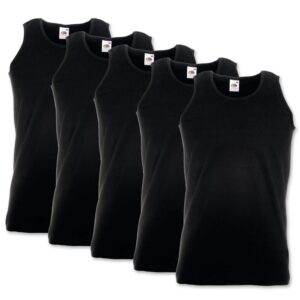 Fruit of the Loom - Lot de 5 débardeurs homme - Noir - 35/37 - Taille S