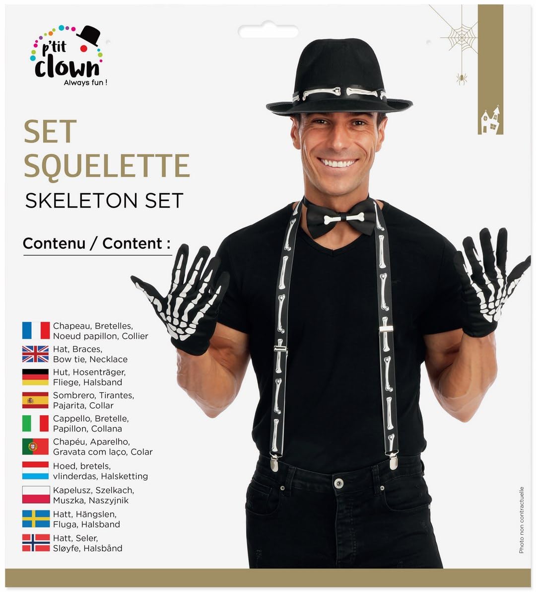 P'TIT CLOWN — Set d’Accessoires Squelette Adulte – Image 3