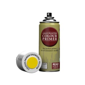The Army Painter, Colour Primer Daemonic Yellow, 400 ml Spray Acrylique Jaune Démoniaque, Apprêt pour la Peinture de Figurines Warhammer et Donjon et Dragon