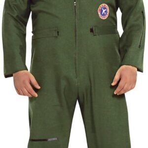 FIESTAS GUIRCA | Costume de Pilote de Chasse Adulte (48-50/M) - Combinaison pour Hommes - Costumes de Militaires et Aviateurs pour Fêtes de Cinéma, Halloween et Carnaval - Idéal pour Adultes - Vert