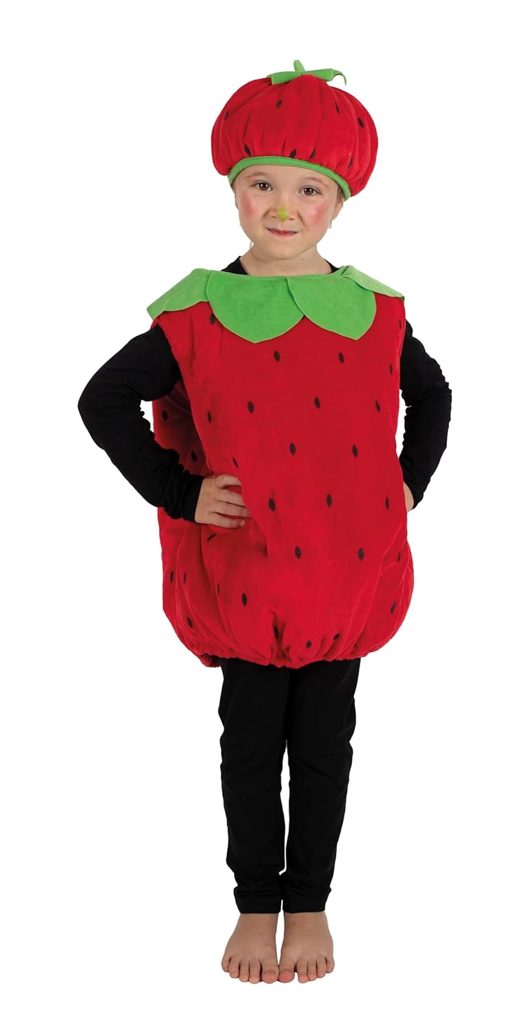 P'TIT CLOWN - Déguisement Enfant - Costume Fraise - Adorable et Amusant - Idéal pour Carnaval, Fêtes Costumées, Spectacles, Anniversaires, Halloween, Soirées à Thème - Facile à Porter
