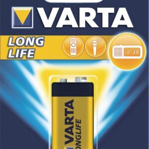 VARTA Piles Pile Bloc 9V, lot de 1, Longlife, Alcaline, pour détecteurs d'incendie, détecteurs de fumée, microphones
