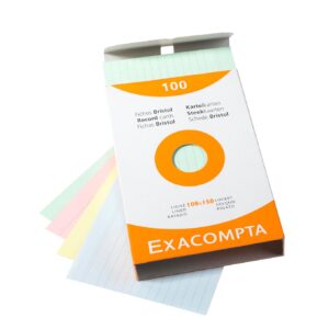 Etui 100 fiches bristol lignées 100x150mm Couleurs assorties