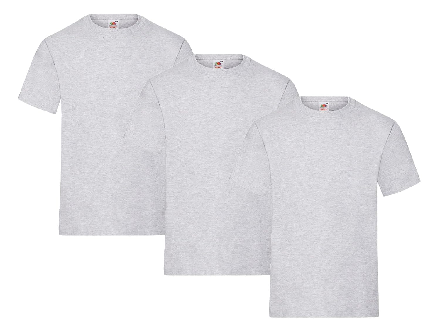 Fruit of the Loom Lot de 3 t-shirts pour homme Taille M (3 x gris) Avec 1 bloc-notes HL Kauf