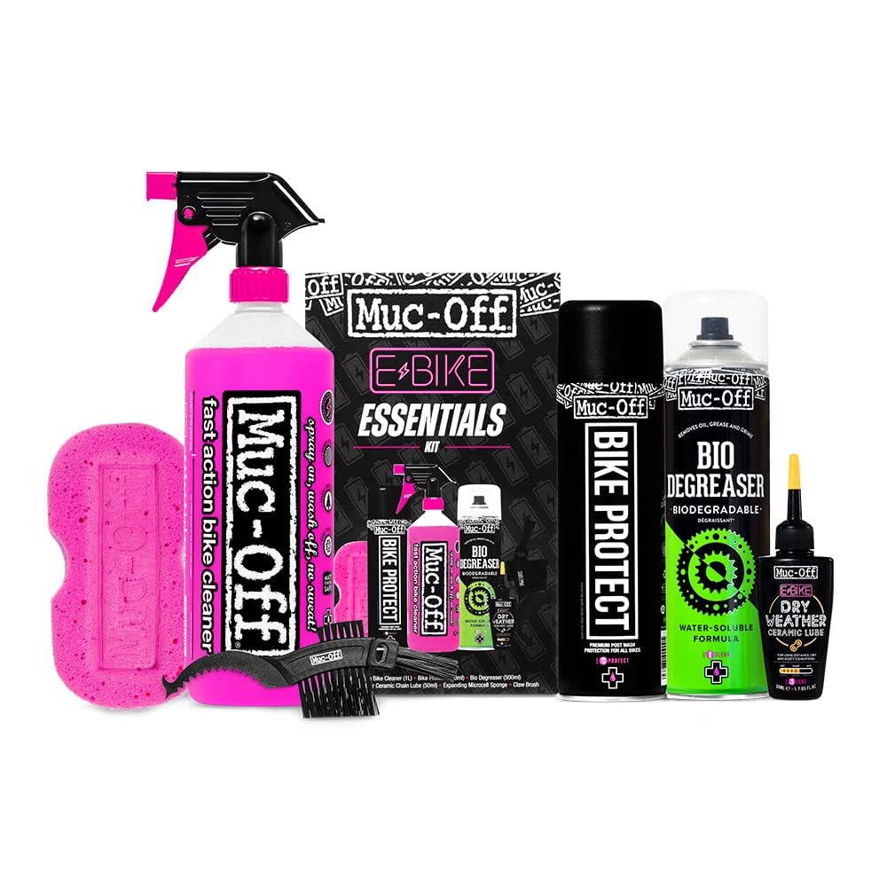 Muc-Off eBike Kit Essentiels de Nettoyage - Produits Indispensables pour Nettoyer et Protéger votre Vélo Électrique - Comprend un Nettoyant pour Vélo, une Protection pour Vélo et Plus Encore