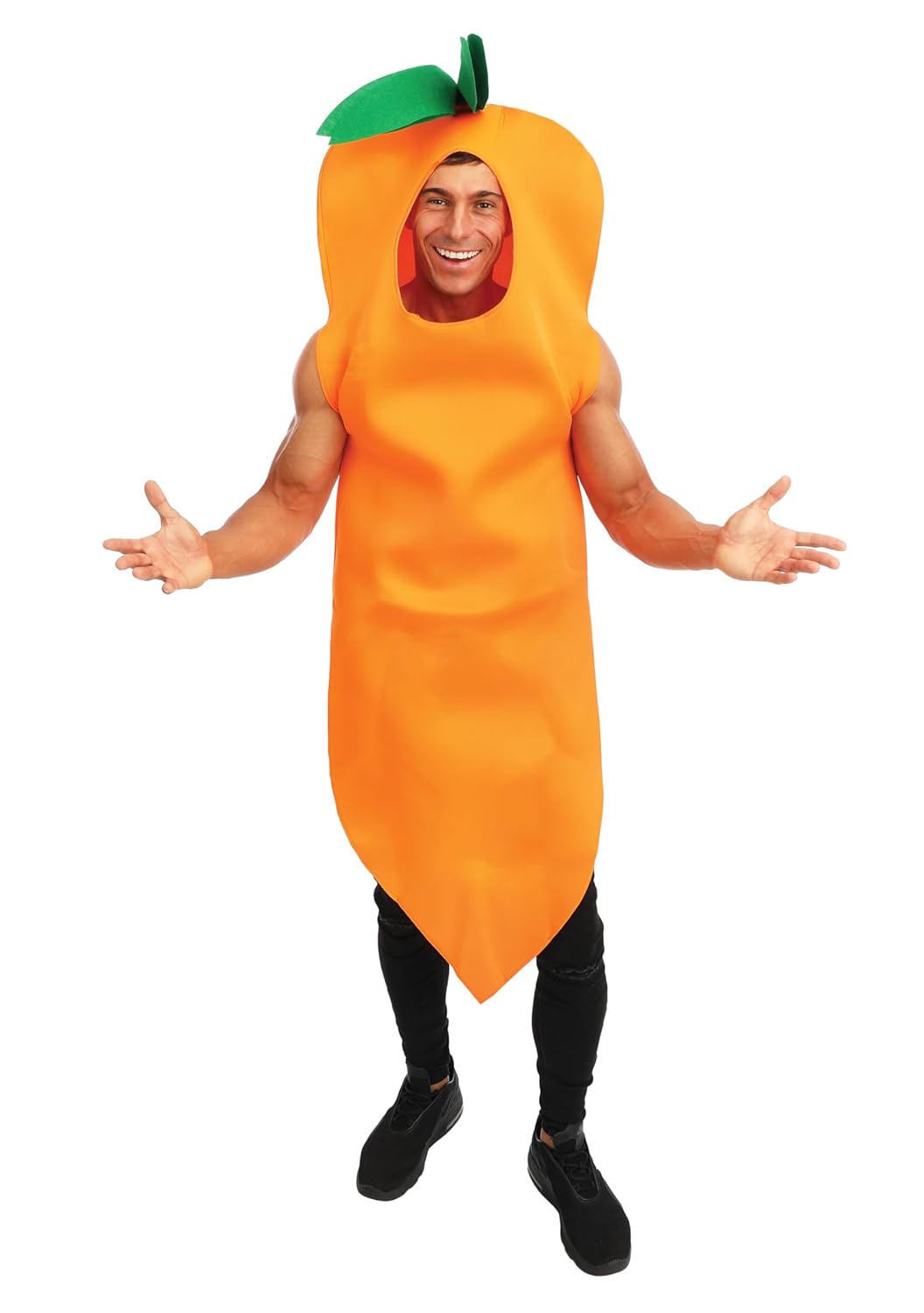 P'TIT CLOWN - 15376 - Costume Carotte Adulte - Unisexe - Déguisement Fruit et Légume - Pour Carnaval, Halloween, Cosplay, Fêtes Costumées et Évènements à Thème - Polyester - Taille Unique - Orange