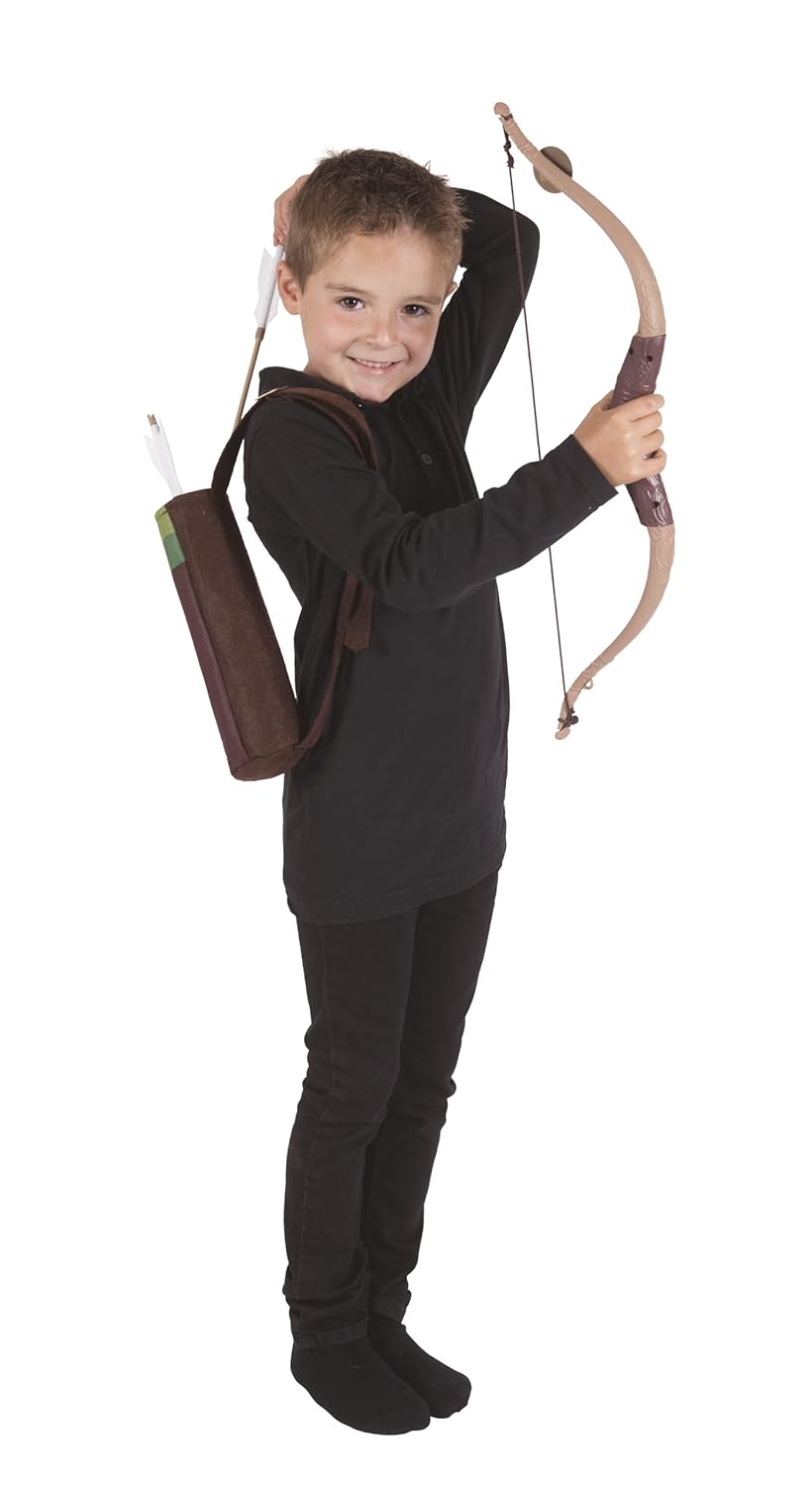 P'TIT Clown - 14046 - Set Accessoires Robin des Bois™ - Licence Officielle - Arc, 3 Flèches avec Ventouse, Carquois - Accessoire de Déguisement Enfant - Carnaval, Fêtes à Thèmes