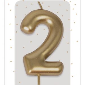 P'TIT CLOWN - Bougie Anniversaire Numérotée - Parfaite pour Décoration Gâteau - Fête Enfant, Adulte, Birthday Party (Or, 2)